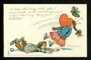 Artist Signed Vintage Postcard R.  F.  Outcault,  Tuck Valentines Day Comic