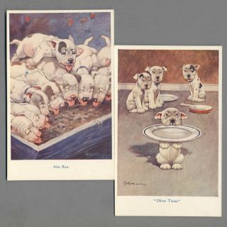 (2) Bonzo Dog Postcards - “also Ran” & “oliver Twist” - Rps Series 1006 & 1008