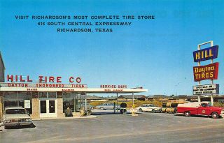 Richardson Tx Hill Tire Company Old Truck Cars Postcard