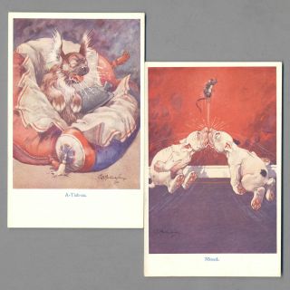 (2) Bonzo Dog Postcards - “a - Tish - Oo” & “missed” - Rps Series 1001 & 1010