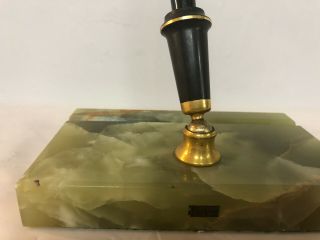 Vintage 1930 ' s Parker Pen Jade Green Onyx Marble Desk Base Display Rare MCM 2