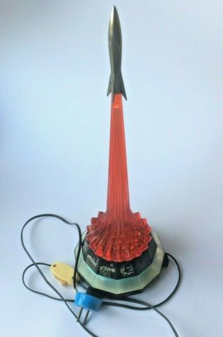 Vintage Russian Night Lamp " Rocket Launch " Red Soviet Space Ussr Gagarin