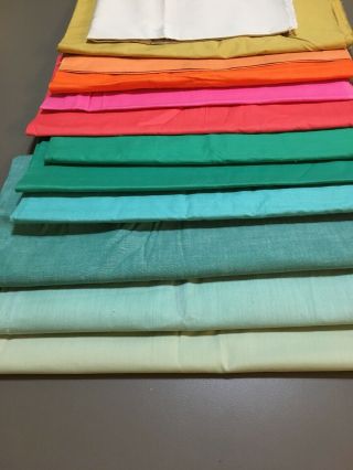 5.  5 Vintage Cotton Quilt Fabric All Solids 10 Colors Greens Pink Orange Tan G15