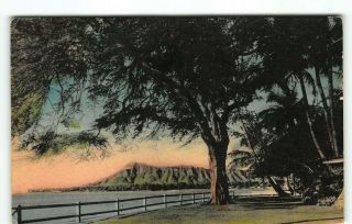 No Series Sunny Scenes Mailed W Inverted Diamond Head Waikiki Postcard Hawaii