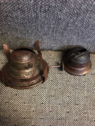 Vintage Pair Queen Mary Flip Top Brass Burner For Oil Kerosene Lamp Victor