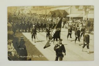 Military Postcard Rppc 1914 Uss South Dakota Ship Cancel Memorial Day Parade Ca