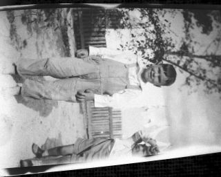 Vintage B&w Photo Snapshot Negative Young Boy In Overalls Smiling
