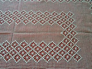 VINTAGE/ANTIQUE Hand Made netting lace Table Cover Cloth 42 