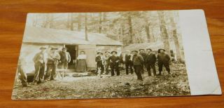Rppc Real Photo Postcard Men At Logging Camp North Whitefield,  Maine 1907