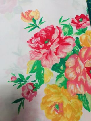 Westpoint Stevens Vtg Twin Flat Sheet Floral Roses Pink Yellow Spring Bright