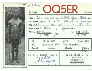 Qsl 1959 Belgian Congo Radio Card