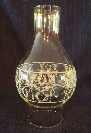Vintage " Diana " Pattern Clear Glass Oil/kerosene Lamp Chimney 9 " Tall 3 " Fitter