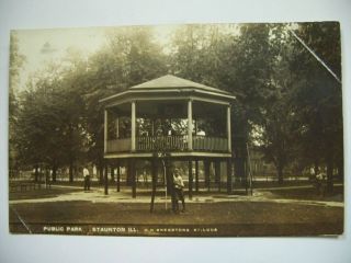 Rppc Public Park Staunton Illinois Photo Postcard By Bregestone St.  Lous (louis)