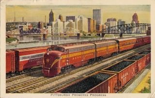 Postcard Pennsylvania Railroad Pittsburgh Promotes Progress