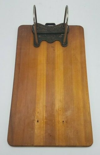 Rare Vtg Globe Wernicke Hardwood Wood Clip Board 12x7 " Columbia File Striped