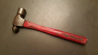 Vintage Plumb Ball Peen Hammer Marked Fiber - Glass On Red Handle 16 Oz.  11 7/8 "