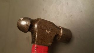Vintage Plumb Ball Peen Hammer Marked Fiber - Glass on Red Handle 16 oz.  11 7/8 