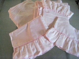 Vintage Jc Penney Pink Double Sheet Set With Ruffle Border