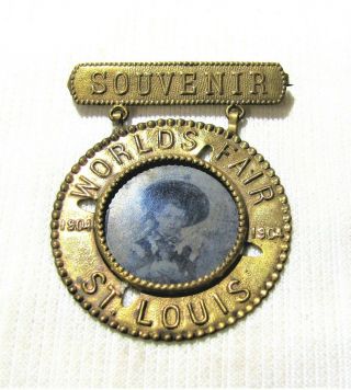 1904 St.  Louis Worlds Fair - - Tintype In Souvenir Brass Pin