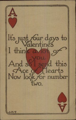 Rust Craft Shop Arts & Crafts Ace Of Hearts Valentine C1910 Postcard