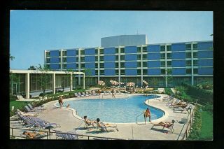 Motel Hotel Postcard Illinois Il Chicago Hyatt House Hotel Pool Chrome