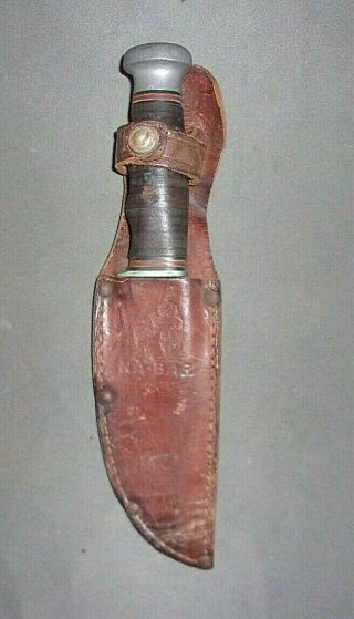 Vintage Early Kabar Fixed Blade Knife With Sheath
