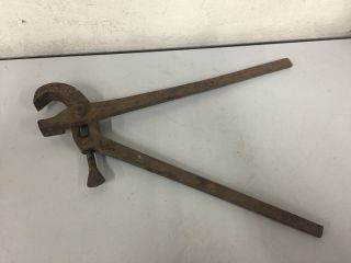 Vintage Antique Primitive Hand Forged Bolt Wrench Farm Tool Wagon Black Smith