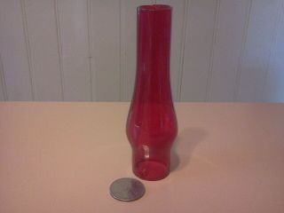 Vintage Miniature Oil Lamp Red Chimney 4 1/2 " Tall X 1 1/8 Across The Bottom