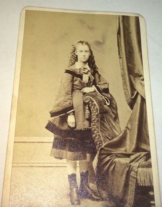 Antique Victorian American Girl Short Style Dress Philadelphia,  Pa Cdv Photo