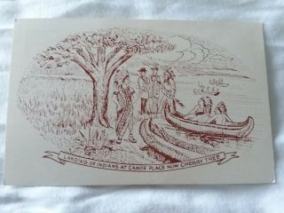 Vintage Postcard - " The Landing Of The Indians At Canoe Place Now Cherry Tree "