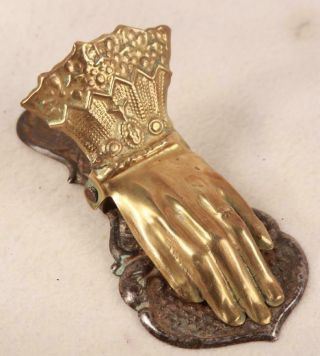 Vintage Antique Victorian Ornate Ladies Brass Letter Card Paper Hand Desk Clip