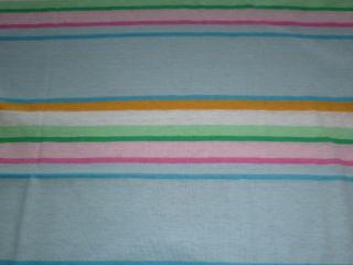 Vtg Cotton Knit T Shirt Fabric Light Blue Pastel Stripes 60 " X 1.  25 Yd