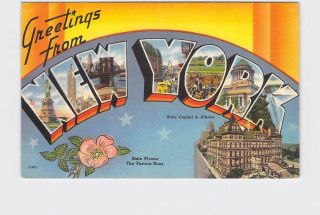 Big Large Letter Vintage Postcard Greetings From York 1