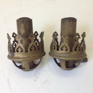 Pair Antique Small Brass Gas Light Burner Lamp Parts