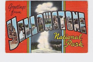 Big Large Letter Vintage Postcard Greetings From Yellowstone National Park 3