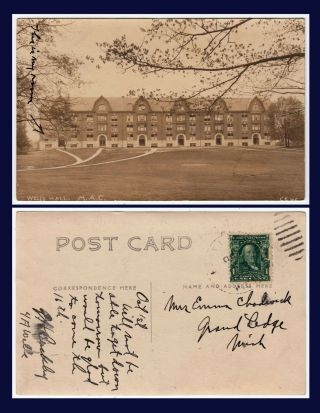 Michigan Agricultural College Lansing C.  E.  W.  Real Photo 1908 To Grand Rapids