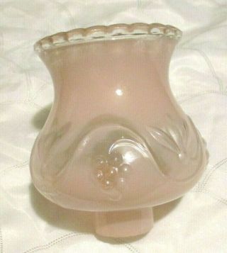 Victorian Pink Cased Glass Hurricane Oil Candle Student Lamp Shade 1 1/2 " Fitter