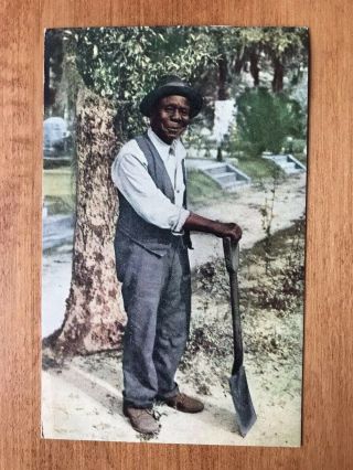 " Old Black Joe " Gravedigger Postcard Photo By Bayard Wooten Posted 1944