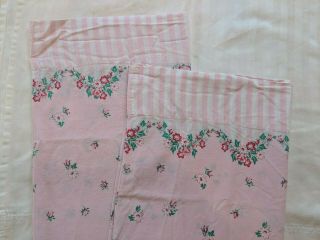 Vintage Pillow Cases,  Set Of 2,  Pink And White Floral,  No Stains Or Rips