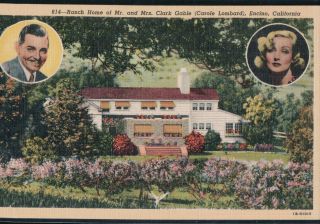 2 Bit Postcards - A141 1941 " Clark Gable/carole Lombard Home,  Encino,  Calif.  " 814