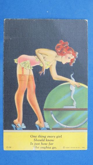 Ww2 Risque Comic Postcard 1944 Nylons Stockings Garter French Knickers Harrogate