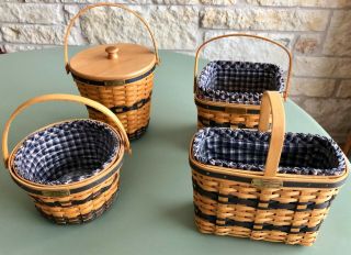 Longaberger Jw Miniature Baskets Combos - Pie,  Apple,  Bread & Bankers -