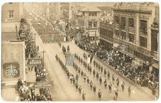Fort Worth Texas Tx Ww1 36th Infantry Division Downtown Parade Rppc 1918