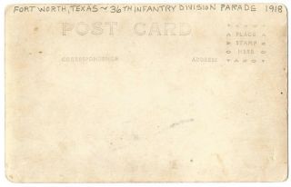 Fort Worth Texas TX WW1 36th Infantry Division Downtown Parade RPPC 1918 2