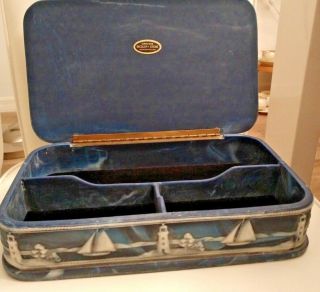 LARGE GENTLEMEN ' S INCOLAY BLUE STONE JEWELRY BOX 