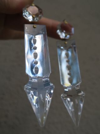 1 Antique Cut Crystal Gothic Prism Chandelier Lamp Part Luster Vintage Lighting