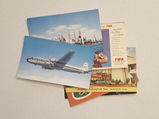 7 X Vintage Postcards Twa Hawaii Surf Bar United Airlines Dc - 7 Manhattan Usa Etc
