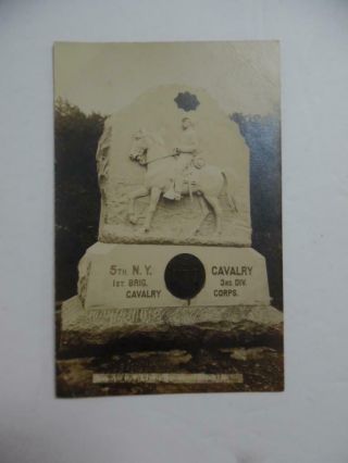 C.  1912 Gettysburg 5th York Cavalry Monument Real Photo Postcard Rppc Antique