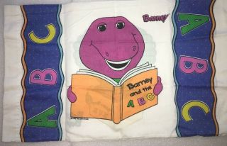 1993 Vintage Barney Dinosaur Baby Bop Read Abcs Pillow Case Barely Usa