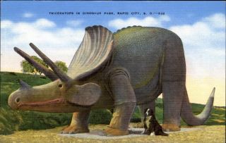 Triceratops Character In Dinosaur Park Rapid City South Dakota Dog 1940s